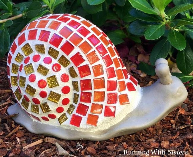 Tiled Snail Garden Sculpture