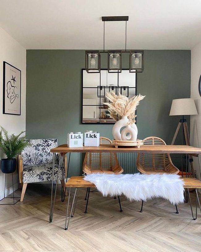 Green Walls, Wood Warmth