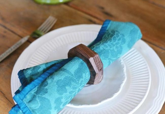 Blue Florals On Warm Wood