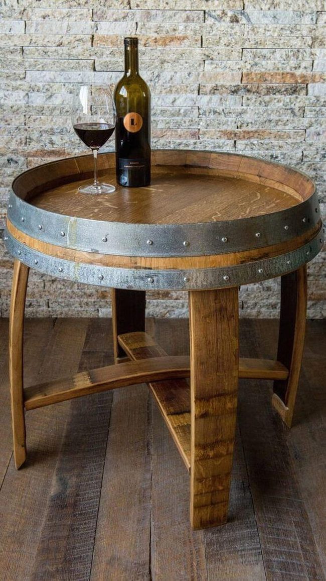 Whiskey Barrel Round Table