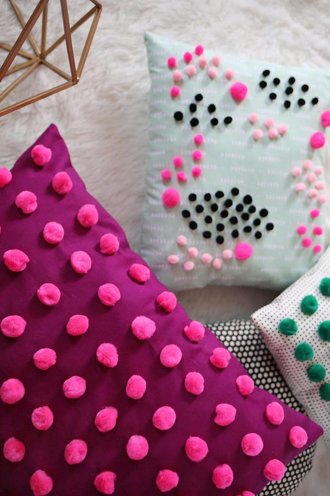 Purple Pom-Pom Pillow Paradise
