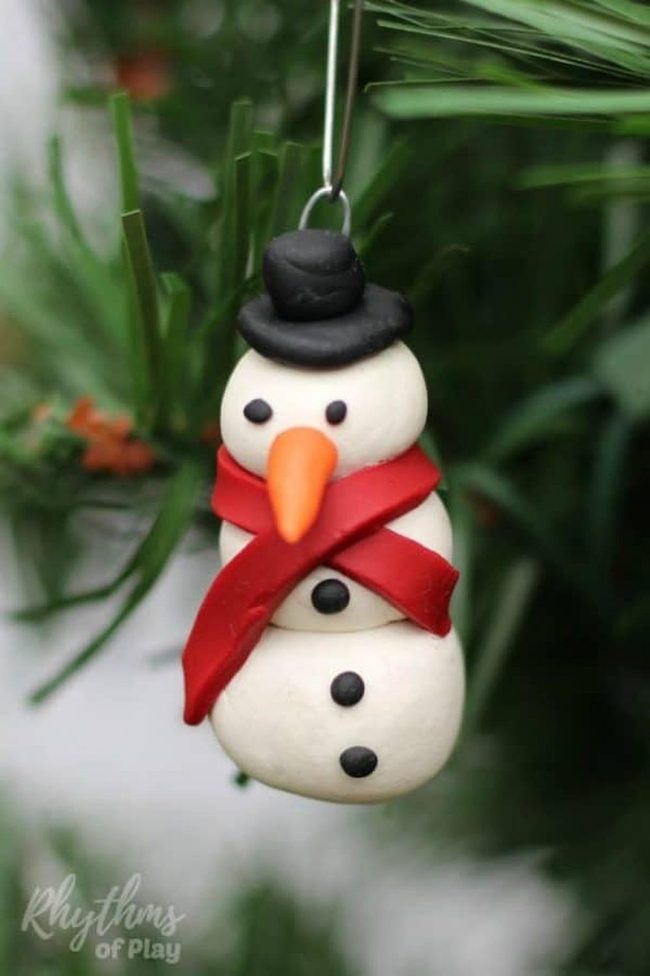 Handmade Polymer Clay Snowman Ornament