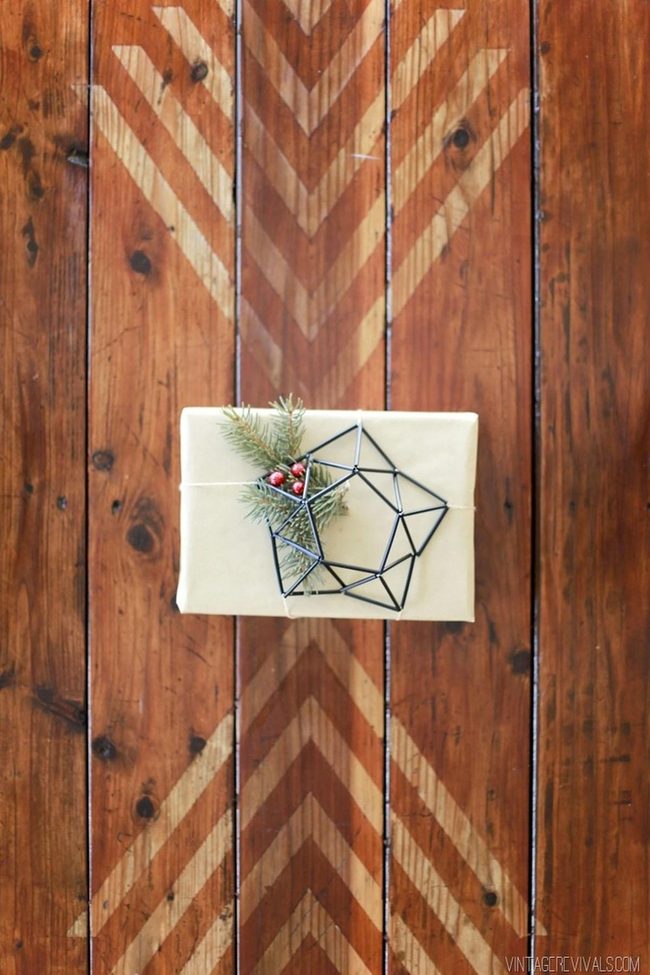 Chevron Wood And Crimson Berries