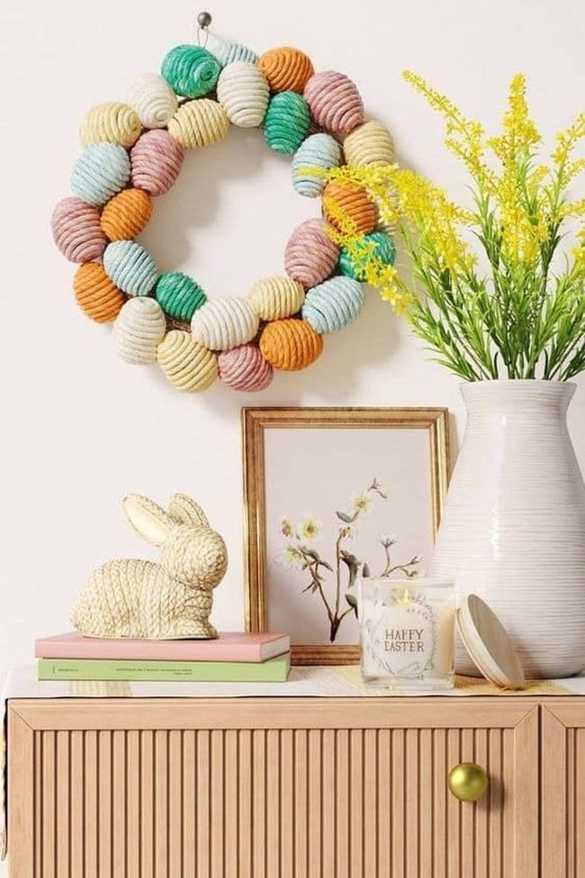 Pastel Wool Easter Wreath