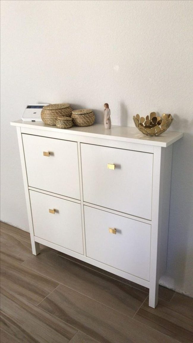 Gold-Trimmed White Cabinet Elegance