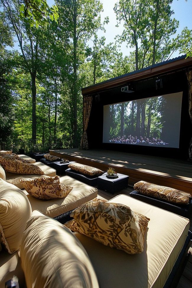 Backyard Projection Screen Movie Setup