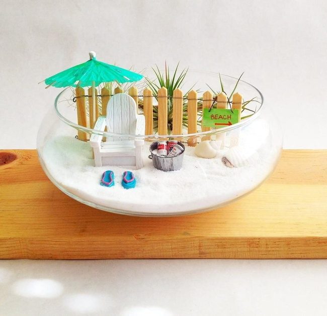 Miniature Beach Scene Glass Bowl