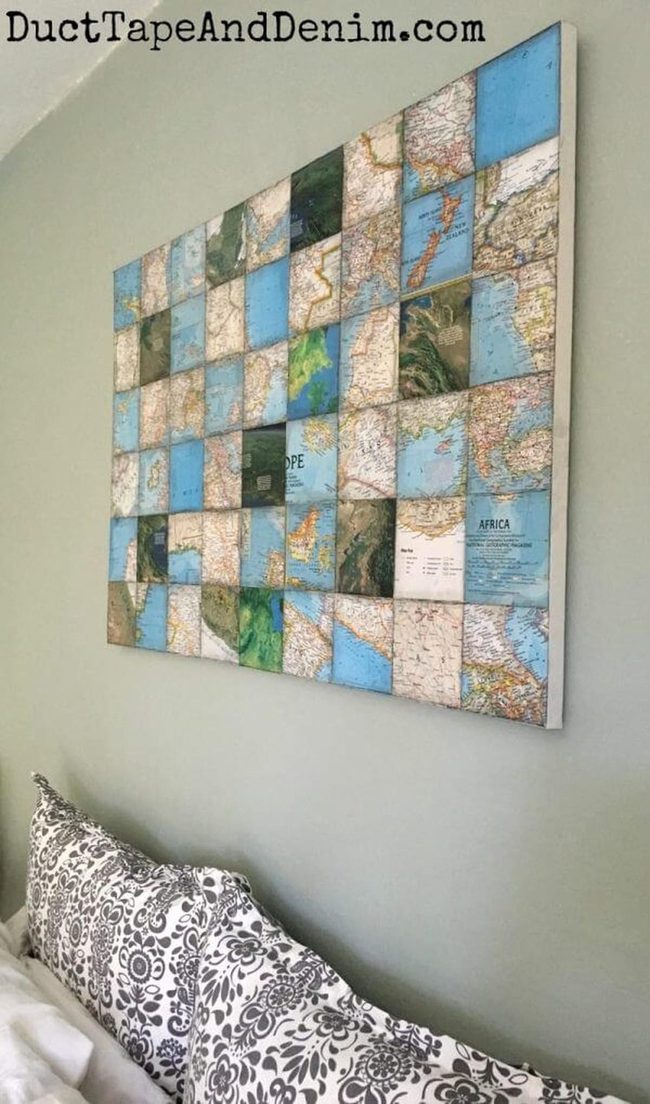 Map Mosaic Wall Art