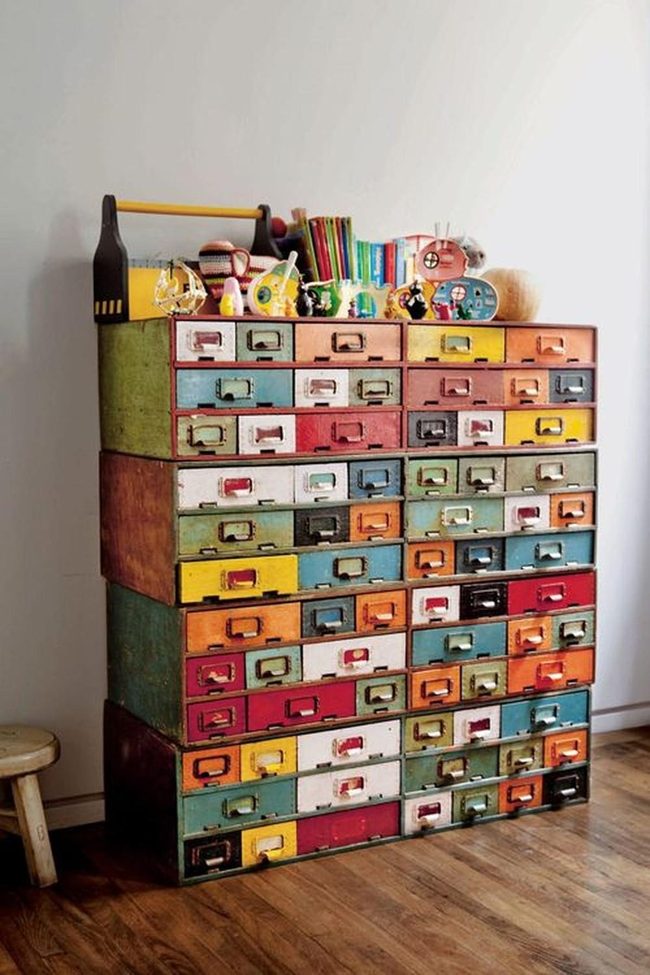 Multicolored Painted Cabinet Storage