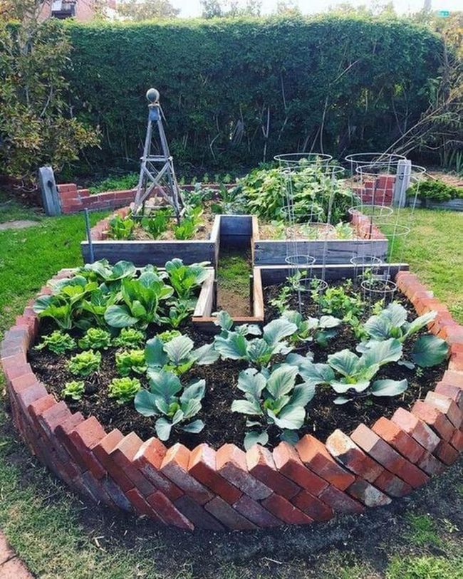Stacked Brick Garden Beds