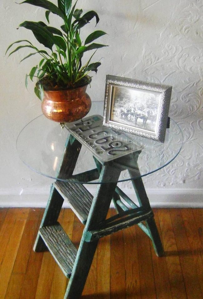 Vintage License Plate Ladder Table