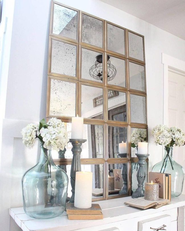 Aqua Glass Meets Faded Mirrors