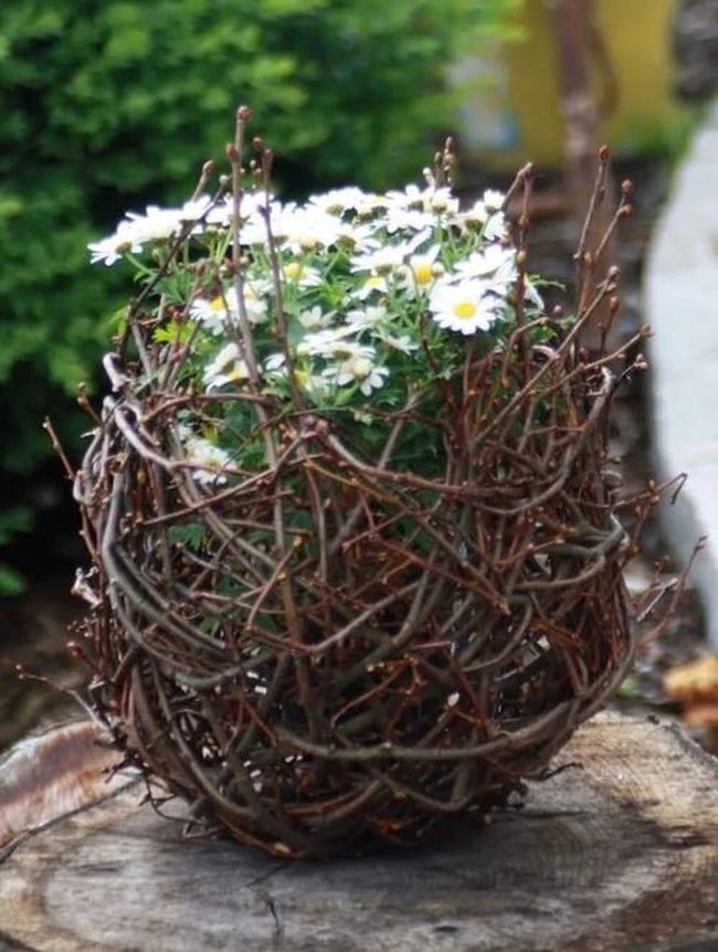 Woven Branch Baskets, Pastel Flowers