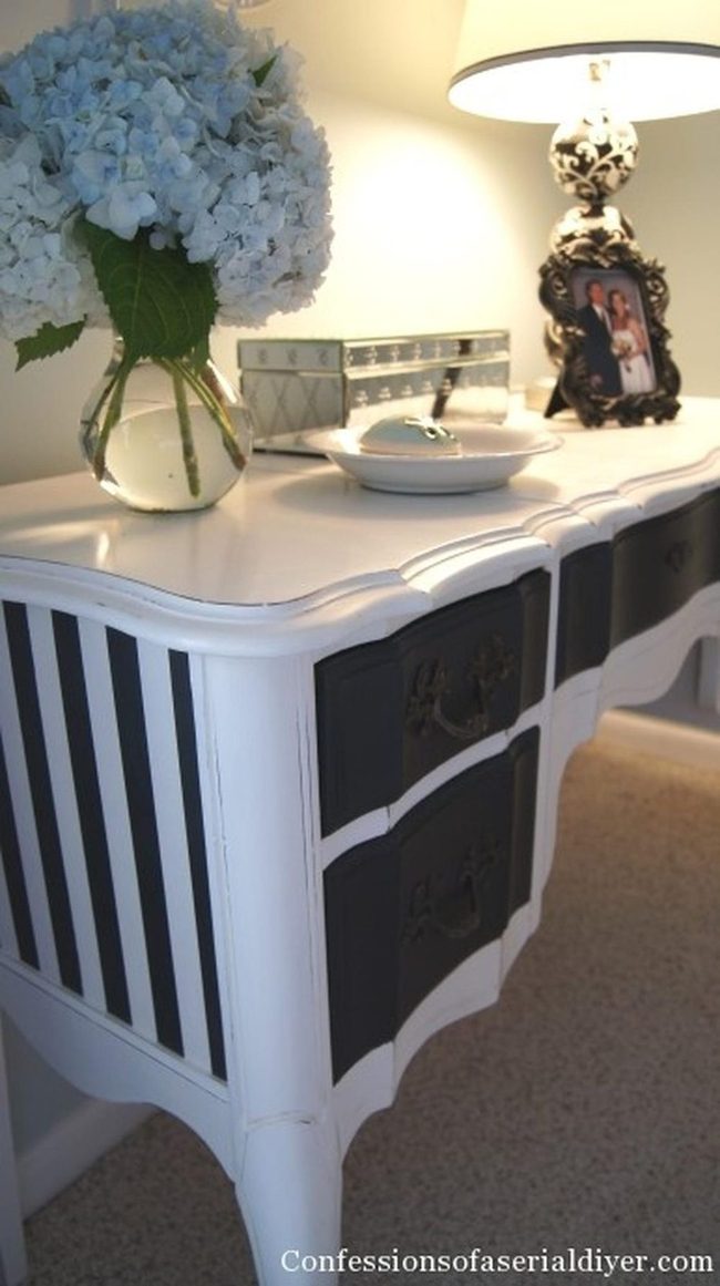 Black And White Striped Dresser