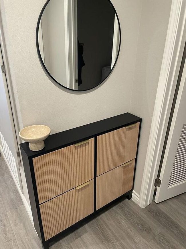 Black Frame Corner Cabinet With Wood