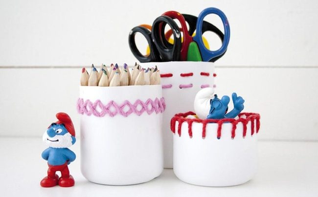 Colorful Scissors And Pencil Containers