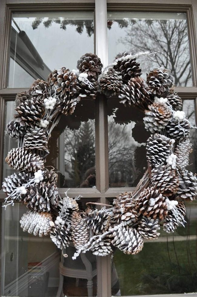 Silver Pinecone Winter Wreath