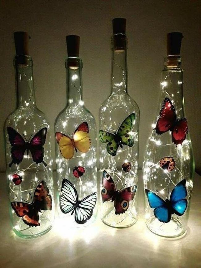 Glowing Butterfly Glass Bottles