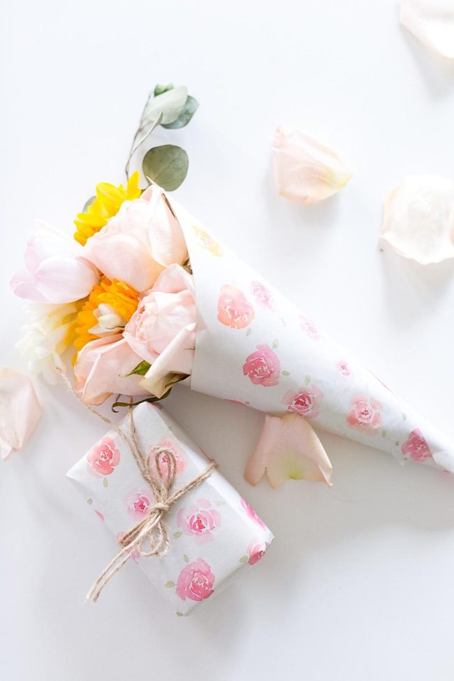 Pink Roses In Paper Cones
