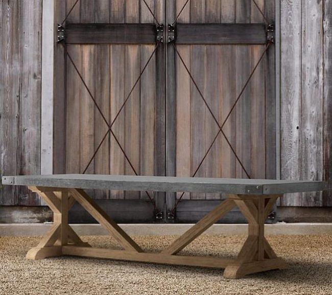 Gray Top Wooden Bench Statement