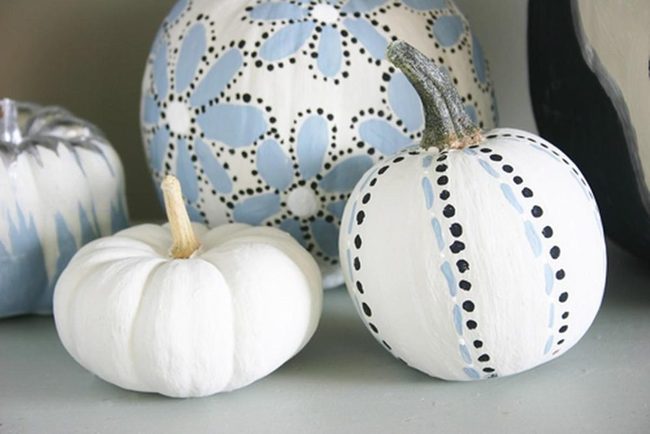 White Pumpkins With Dotted Patterns