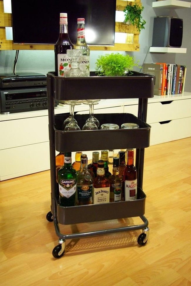 Black Metal Cart With Green Plant