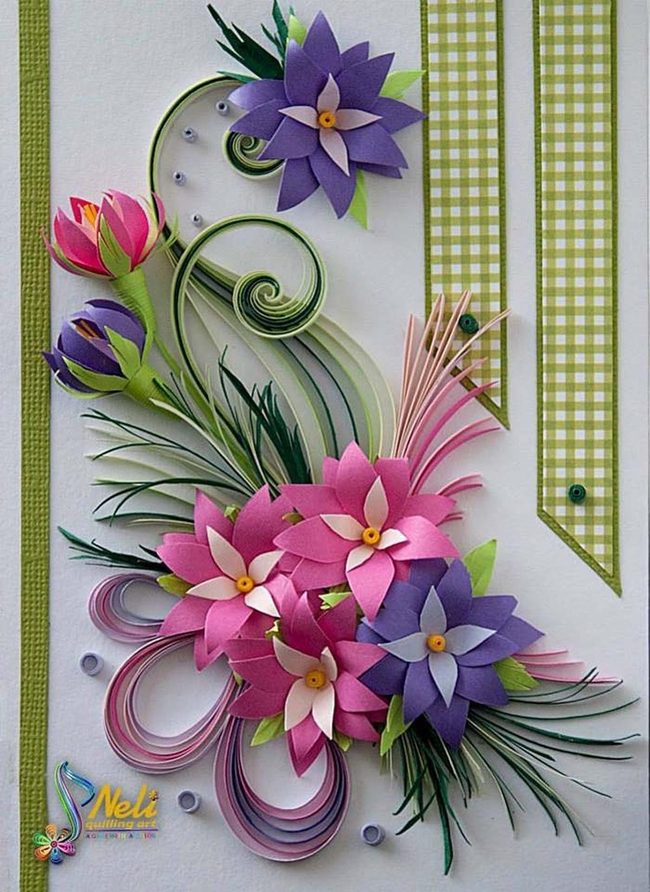 Pink Swirl Floral Paper Art