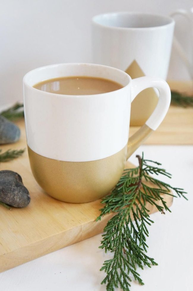 Gold-Dipped Ceramic Mug Pair