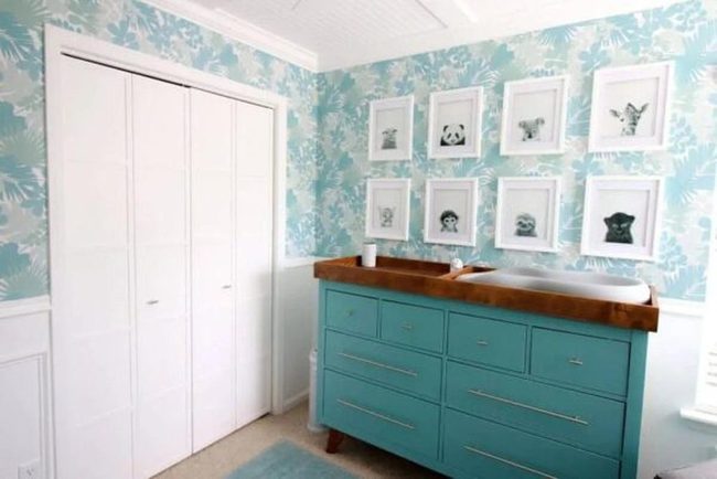 Blue Hemnes Dresser Into Changing Table