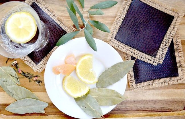 Wooden Table With Lemon Accents