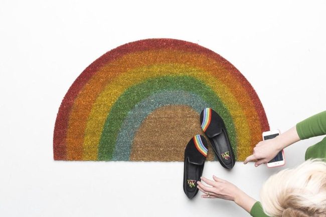 Rainbow Stripe Doormat Welcome
