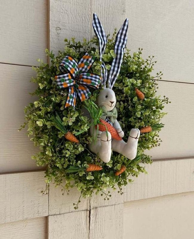 Black Plaid Bunny Wreath