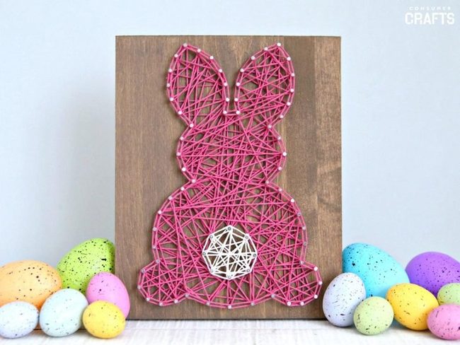 Pink Bunny String Art Board