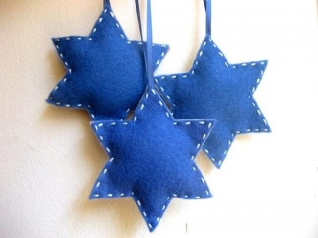 Blue Felt Stars With White Stitching