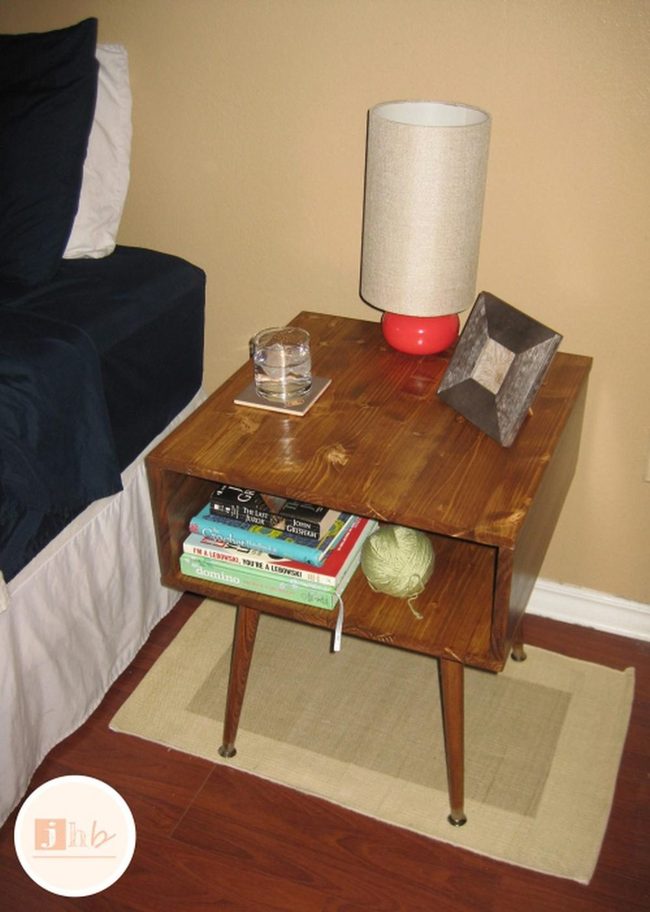 Red Lamp Mid-Century Nightstand