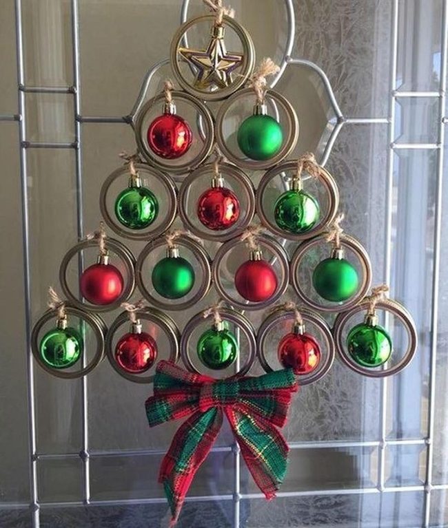 Glass Door Tree Red Gold Ornaments