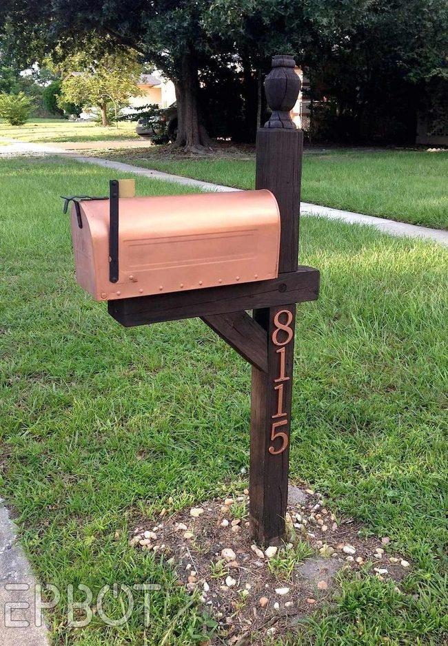Copper Mailbox, Wooden Post