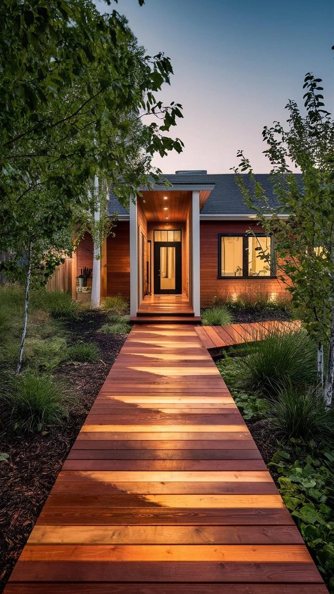 Wooden Pergola Pathway With Climbing Vines