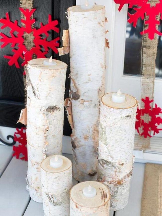 Natural Wood Bark Candleholders