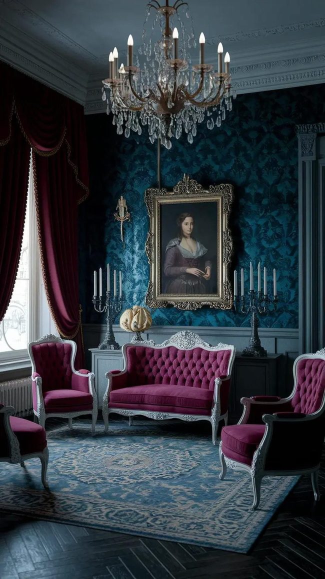 Deep Wine Velvet Gothic Mansion