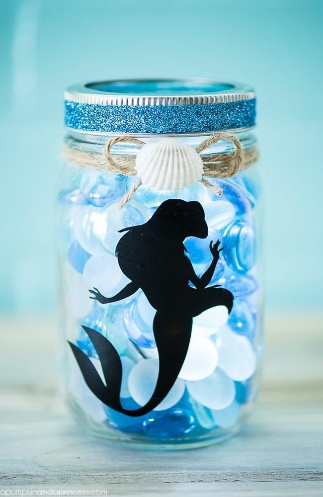 Shimmering Blue Beads Seaside Jar