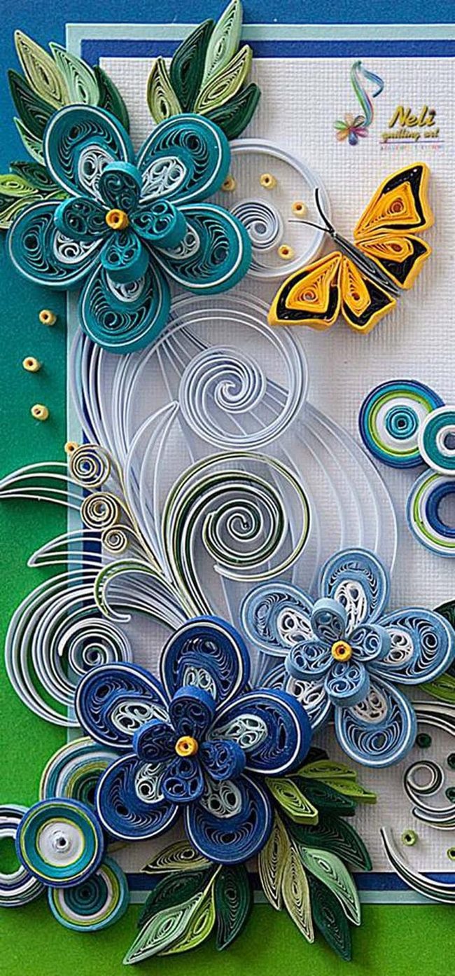 Paper Flowers With Blue Butterfly