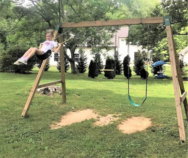 Wood A-Frame Swing Set