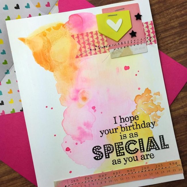 Pink Orange Watercolor Birthday