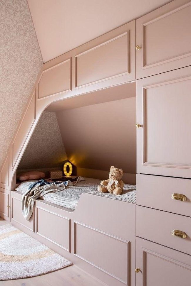 Blush Pink Built-In Bed Nook