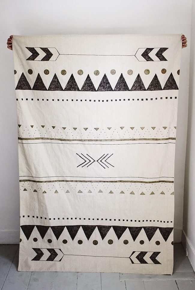 Black Geometric Woven Textile