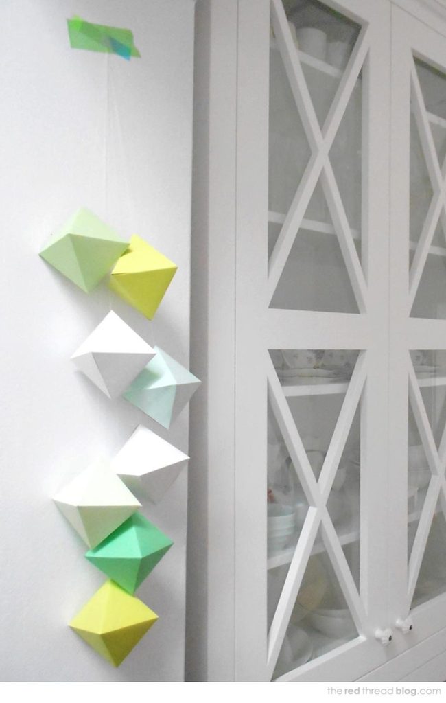 Glass-Front Cabinets, Geometric Green Accents