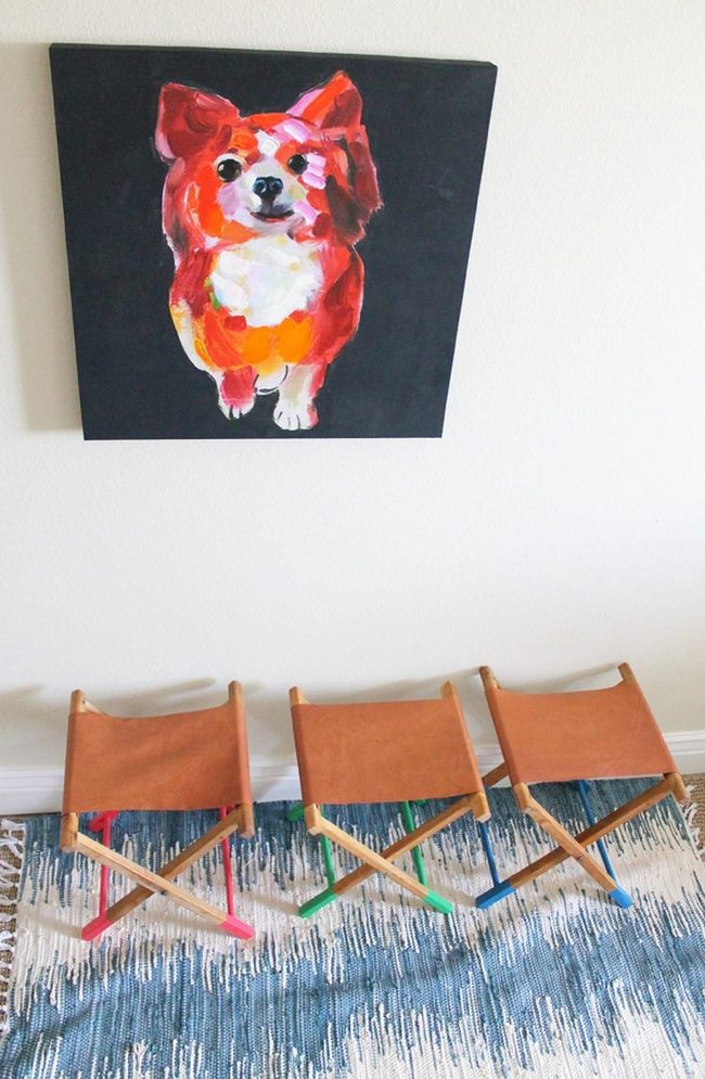 Wooden Chairs, Blue Patterned Rug