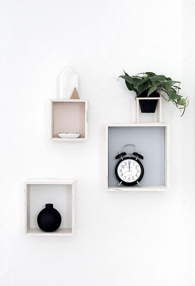 Black Vase Wooden Shelves