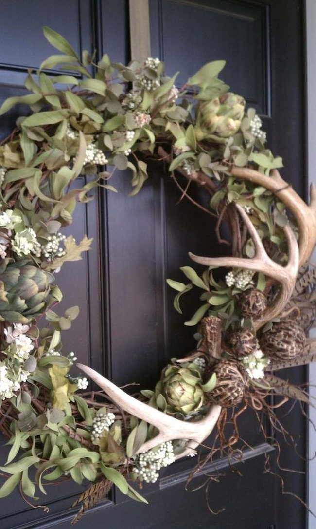 Green Antler Woodland Wreath